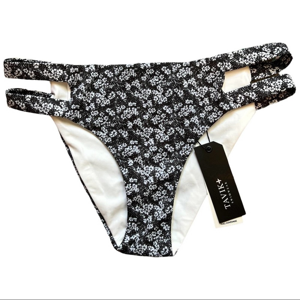 Tavik | NWT Blue Floral Chloe Hipster Double Strap Hi-Rise Bikini Bottoms